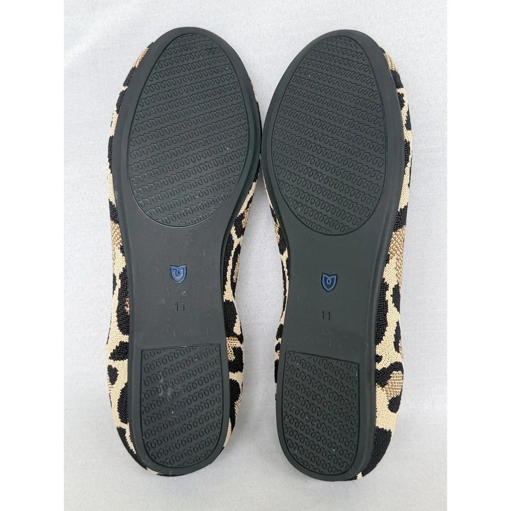 Rothys The Flat Wild Cat Leopard Animal Print Knit Ballet Flats W's 11 Round Toe